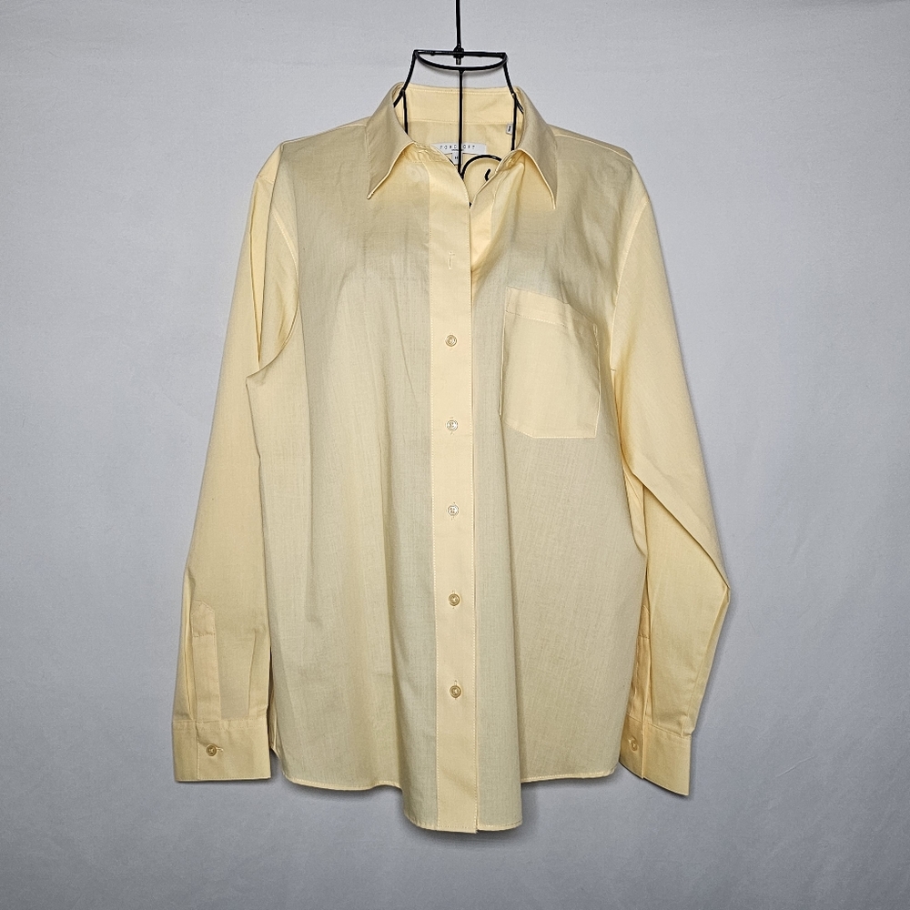 Foxcroft yellow button-up long sleeve top size 14P